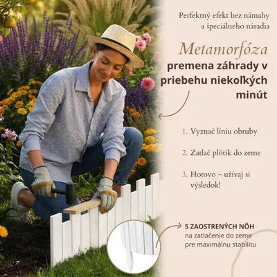 Obrázok produktu pre Floranica drevený záhonový lem záhrady 15 x 200 cm biely, impregnovaný záhradný plot