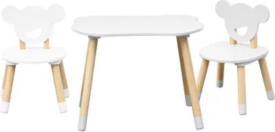 Obrázok produktu pre Rebecca Mobili stôl a 2 stoličky pre deti Nefel 44x60x56 MDF borovica bielo-hnedá SET 3 ks