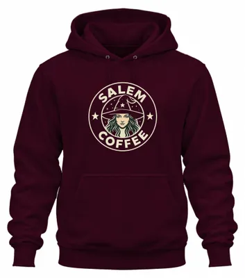 Zdjęcie produktu dla Salem Coffee Witch Witch Hat Halloween Mystic Vintage Coffee Uni  Bluza z kapturem, bordowy, XL