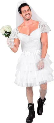 Produktbild von Braut Kostüm für Herren – Kleid mit Schleier für JGA und Karneval Gr. M/L