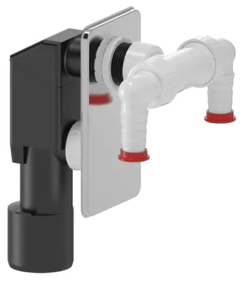Produktbild von Unterputz-Waschmaschinensiphon, 2x Anschluss, DN40/50, polierter Edelstahl