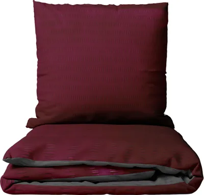 Produktbild von Mikrofaser Seersucker Bettwäsche Set 200x220 cm und Kissen 80x80 cm in Bordeaux Anthrazit Unifarben Design mit Reißverschluss