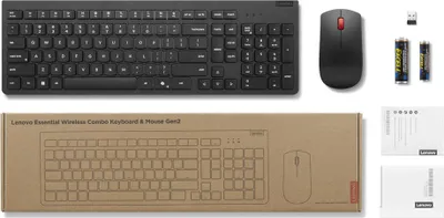 Obrázek produktu pro Lenovo 4X31R64457, Plná velikost (100 %), Bezdrátový, RF bezdrátový, Nůžkový spínač, Černá, Obsahuje myš