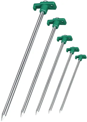 Produktbild von 8X Anti-Rost Felsbodenheringe grün/Silber Ø 0,7 cm, 25 cm Länge - Felsbodenanker | Heringe | Erdnägel | Bodenanker aus verzinktem Stahl zur Befestigung & Fixierung im Boden (8)