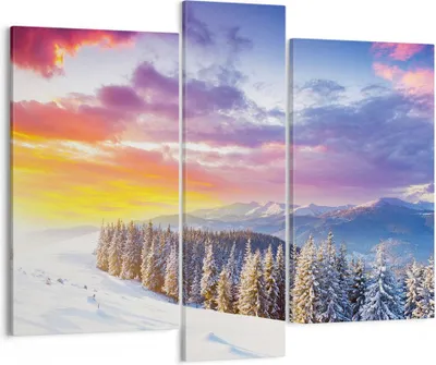 Produktbild von Bild auf Leinwand - Leinwandbild - Berge Schnee Winter - 95x80cm - Wand Bild - Wanddeko - Wandbilder - Leinwanddruck - Bilder - Kunstdruck - Wanddekoration - Leinwand bilder - Wandkunst - CB95x80-3605