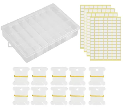 Aufbewahrungsbox mit 100 Floss-Spulen, 98 Stickern, 24 Fächern