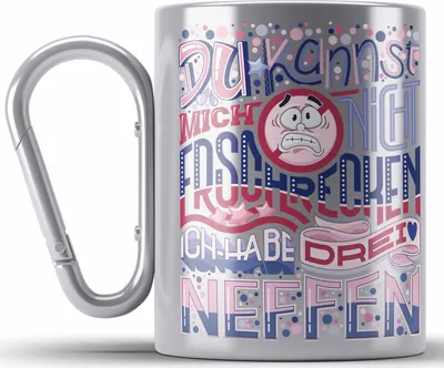 Produktbild von Trendation - Tante Geschenk Edelstahl Tasse Karabiner 3 Neffen Geschenkidee von Neffen an Tante Lustiger Spruch für Tante (Silber)