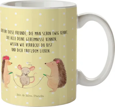 Produktbild von Mr. & Mrs. Panda Pott Igel Seilhüpfen - Gelb Pastell - Geschenk, Kunststoffbecher, Kinder, Outdoor Becher, Kinderbecher, Lustige Sprüche, Kindertrinkbecher, Plastikbecher