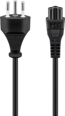 Produktbild von Goobay Netzanschlusskabel Schweiz, 1,8 m, Schwarz, (3*0,75 mm²), Schweiz-Stecker (Typ J, SEV 1011) > Gerätebuchse C5
