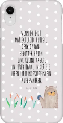 Produktbild von Mr. & Mrs. Panda Iphone XR Handyhülle Otter Stein - Grau Pastell - Geschenk, Witzige Fakten, Seeotter, Premium Kunststoff, Handy Case, Pflanzen, Fun Facts