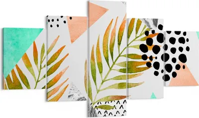 Produktbild von Bild auf Leinwand - Leinwandbild - Komposition muster palme blatt - 125x70cm - Wand Bild - Wanddeko - Leinwanddruck - Bilder - Kunstdruck - Wanddekoration - Leinwand bilder - Wandkunst - EA125x70-2897
