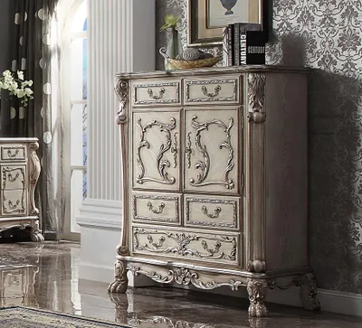 Immagine prodotto di Cassettiera barocca cassettiera cassettiera armadio scaffale console mobili argento mensole