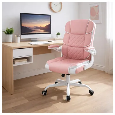 Produktbild von Schreibtischstuhl drehbar mit Wippfunktion Kunstleder Rosa