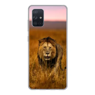 Produktbild von MuchoWow® Handyhülle Schutzhülle Hülle für Samsung Galaxy A51 5G Löwe - Savanne - Gras Silikon Softcase Handy Hülle - Abbildung