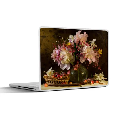 Produktbild von MuchoWow® Laptop Aufkleber Sticker Cover Blumen - Korb - Obst 31x22.5 cm - Laptop-Deko