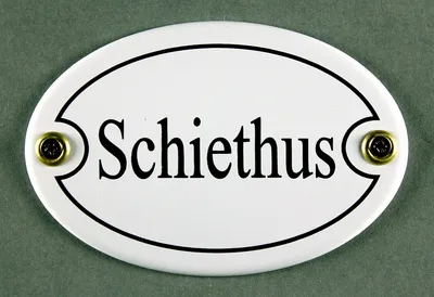 Produktbild von Emaille Türschild Schiethus weiss oval Schild Toilette Kloschild Toilettenschild