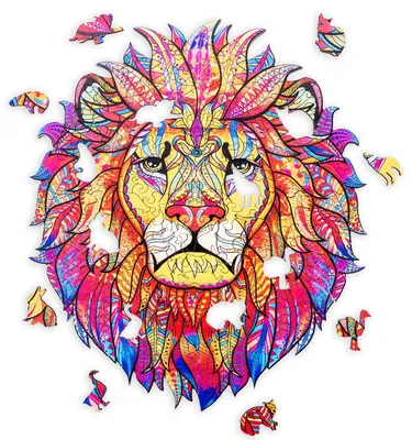 Image de Puzzle animal : Lion - Format A4 - En bois