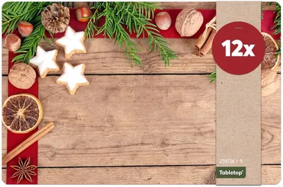 Immagine prodotto di Set di 12 tovagliette lavabili in legno e spezie di Natale