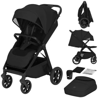 Produktbild von Lionelo BETT Buggy bis 22 kg mit Dri-Seat, XXL-Verdeck und ThermBag - Black Onyx