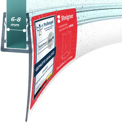 Immagine prodotto di STEIGNER Guarnizione doccia sottoporta curva 80 cm UK05 (1 pz.) - Guarnizione curva per doccia semicircolare o quarto di cerchio con porta 6-8 mm - Colore: trasparente - Materiale flessibile