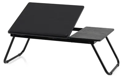 Image de COSTWAY, table d'ordinateur portable pliante, 55x32x23 cm, table de chevet pour ordinateur portable, réglable en hauteur sur 4 positions, bureau en MDF et métal, plateau pour ordinateur portable, couleur noire