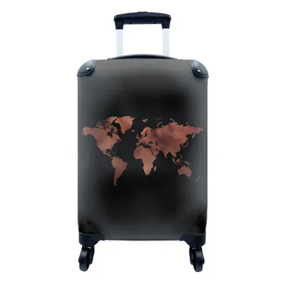 Produktbild von MuchoWow® Koffer Handgepäck Trolley Rollkoffer Kleine Reisekoffer mit 4 Rollen - Weltkarte - Rot - Schwarz - Cabin Size < 55x40x23 cm & 55x40x20 cm - Fotokoffer - Kabinenkoffer - Boardgepäck - Reise-Box - Reisekoffer - Reisegepäck - Koffer mit Bild - Trolley für Kinder