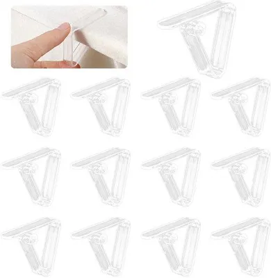 Produktbild von 12 Stück flexible Tischdeckenhalter aus Kunststoff, transportable Tischdeckenhalter, transparente Tischdeckenhalter für dünne Tische, Tischdeckenhalter für Camping und Feiern