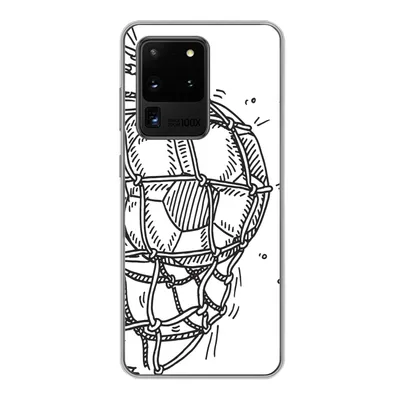 Produktbild von MuchoWow® Handyhülle Schutzhülle Hülle für Samsung Galaxy S20 Ultra Eine Illustration eines Fußballschusses ins Tor - Jungen - Mädchen - Kinder Silikon Softcase Handy Hülle - Karteninhaber