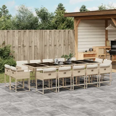 Productafbeelding van Maison Exclusive - Tuinset voor buiten, 15-delig, met kussens, beige, van polyrotan