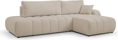 Obrázok produktu pre DomoHome Moderná pohovka s funkciou spania s rozmermi 145x212 cm a lôžkovou časťou, Pohodlné čalúnenie, Látkový poťah, Dekoračné vankúše sú súčasťou balenia, Pravá strana, 276x88x176 cm Béžová