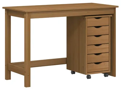 Zdjęcie produktu dla Zestaw biurka i szafki na kółkach MOSS 2 pcs Miodowy Brąz