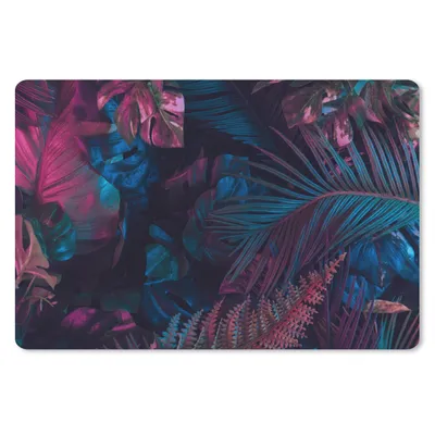 Produktbild von MuchoWow® Schreibtischunterlage Dschungel - Blätter - Blau - Rosa - Mädchen - Kind 60x40 cm - XXL Mauspad - Großes Mauspad