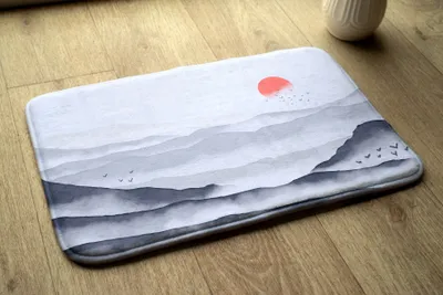 Produktbild von Badteppich Saugfähige - Badezimmer Teppich - Rutschfester Badvorleger Badematte - 90x60 cm - Sonnenaufgang