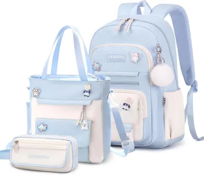 Image de Sac à dos pour fille, 3 pièces, bleu, pour l'école