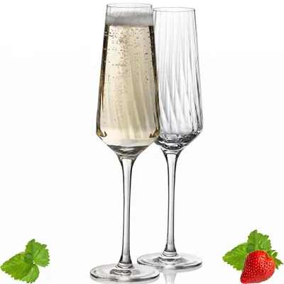 Produktbild von IMPERIAL Sektkelche 200ml (max 230ml) "London" Set 2-Teilig geriffelte Sektgläser aus Crystalline Glas Spülmaschinenfest