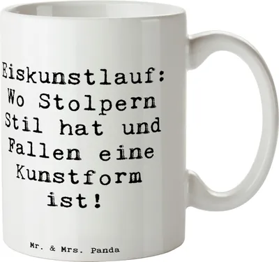 Produktbild von Mr. & Mrs. Panda Kaffeetasse Spruch Eiskunstlauf Kunst - Weiß - Geschenk, Sportler Geschenke, Eiskunstläufer, Becher, Anmut, Sportart, Pirouetten, Tasse, Athletik, Sport
