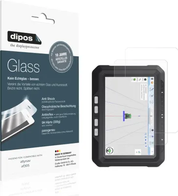 Produktbild von 2x Schutzfolie für Allynav AF305 matt - Anti-Shock 9H Folie dipos Glass Kunststoffglas