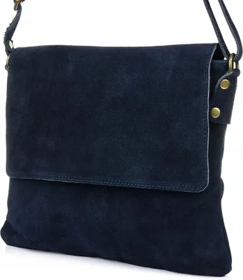 Image de Sac à bandoulière italien en daim pour femme avec rabat
