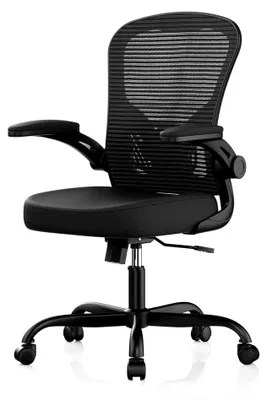 Produktbild von Ergonomischer Bürostuhl mit einer Tragkraft von 150 KG und 90° hochklappbaren Armlehnen, höhenverstellbare Sitzfläche und verstellbare Lordosenstütze