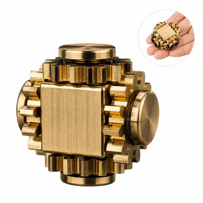 Produktbild von Fidget Spinner aus Messing mit Zahnrädern, Fidget Toy für Stressabbau & Entspannung, EDC Fingerspielzeug für Erwachsene und Kinder, leise