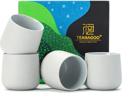 Produktbild von TEANAGOO Japanische Keramik Teetasse 205 ml 4er Set hellgrau H5 Elegantes Design