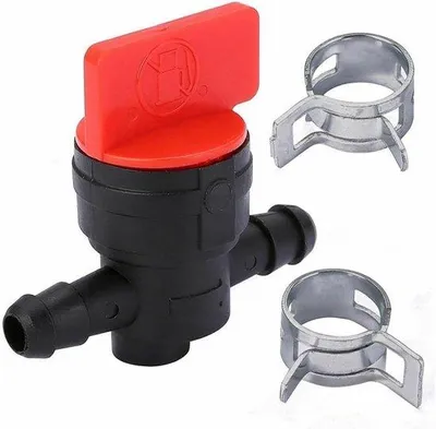 Obrázek produktu pro Zahradní příslušenství – benzínový ventil se 2 svorkami, vhodný pro hadice o průměru 6–8 mm