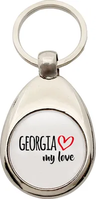 Produktbild von Huuraa Schlüsselanhänger Georgia my love Metall Schlüsselring Einkaufswagenchip Geschenkidee