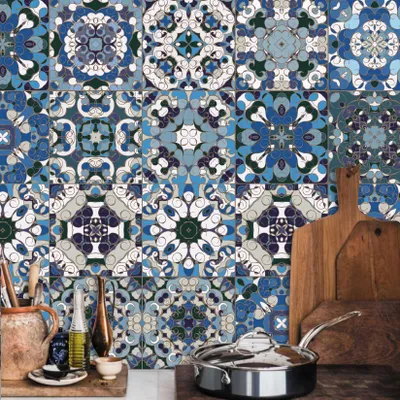 Image de Autocollants pour carrelage - Film mosaïque adhésif pour cuisine et salle de bain - 18 pièces - 15x15 cm