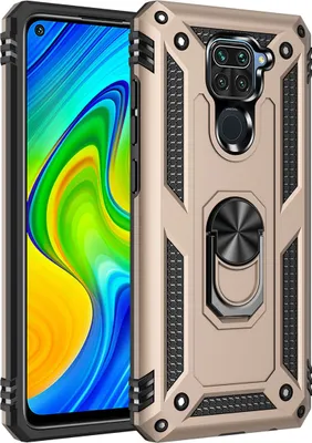 Image de Étui de protection pour Redmi Note 9, étui de protection robuste à deux couches, testé par l'armée, avec support d'anneau pour Xiaomi Redmi Note 9 Gold
