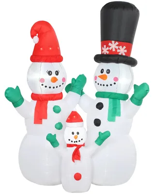 Produktbild von Aufblasbare Schneemann Familie - Weihnachts Deko Garten - 180 cm - LED Beleuchtung - Innen und Außen - Polyester - Bunt