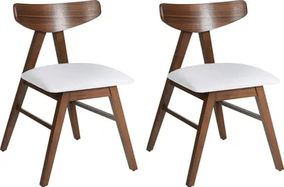 Produktbild von BELIANI Esszimmerstuhl 2er Set Dunkelbraun u. Hellgrau Gummibaumholz mit Polsterung Rückenlehne ohne Armlehnen Retro Stil Küchenstuhl Stuhlset