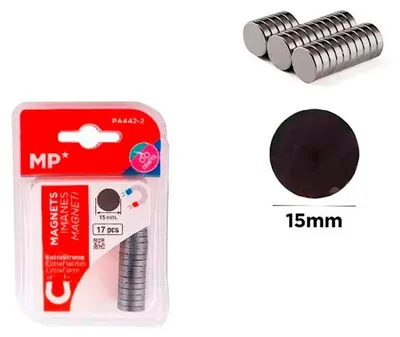 Obrázek produktu pro Magnetické upevňovací prvky, průměr 15 mm, 17 kusů, balení v blistru