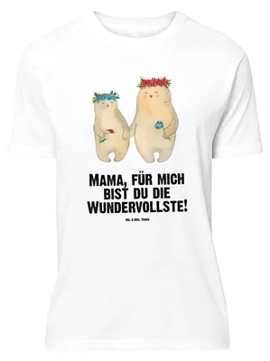 Produktbild von Mr. & Mrs. Panda T-Shirt Bären mit Blumenkranz - Weiß - Geschenk, Mama, Muttertag, Family, Oversize, Tshirt, Shirt, Kinder, Familie, Mutter, Lustiges