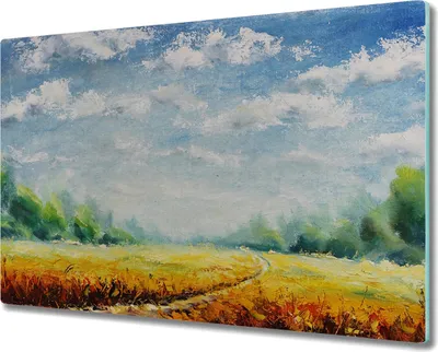 Produktbild von Coloray Herdabdeckplatte 80x52 cm Schneidebrett Kochplattenabdeckung Küchenbrett Hackbrett - Wiese Wald Natur Himmel